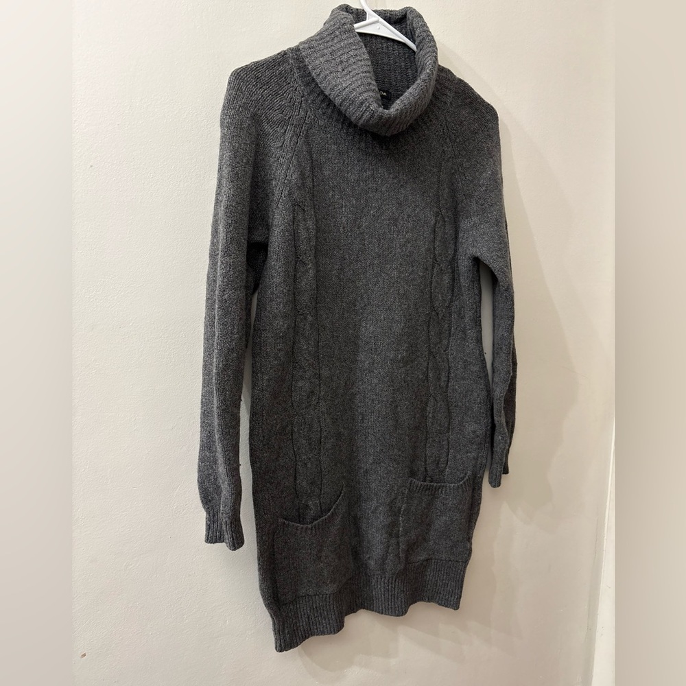 Massimo Dutti Charcoal Cowl Neck Sweater dress - size small - wool blend
